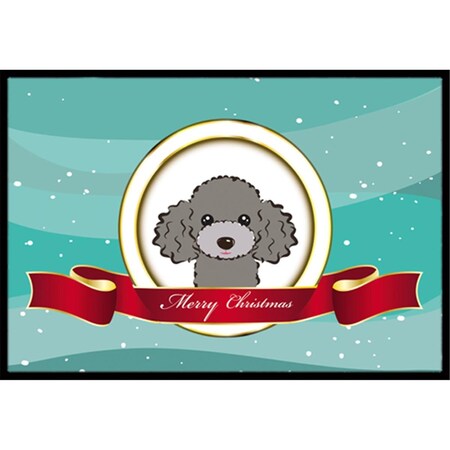 Carolines Treasures Silver Gray Poodle Merry Christmas Indoor and Outdoor Mat- 18 x 27 in. BB1569MAT